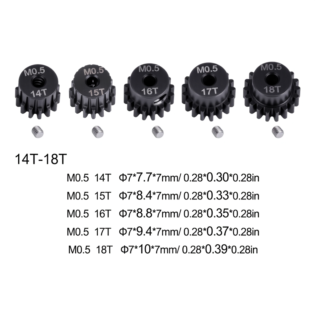 M0.5 2mm Shaft 14T-18T Metal P - огляд і ціна Rc Hobby Products